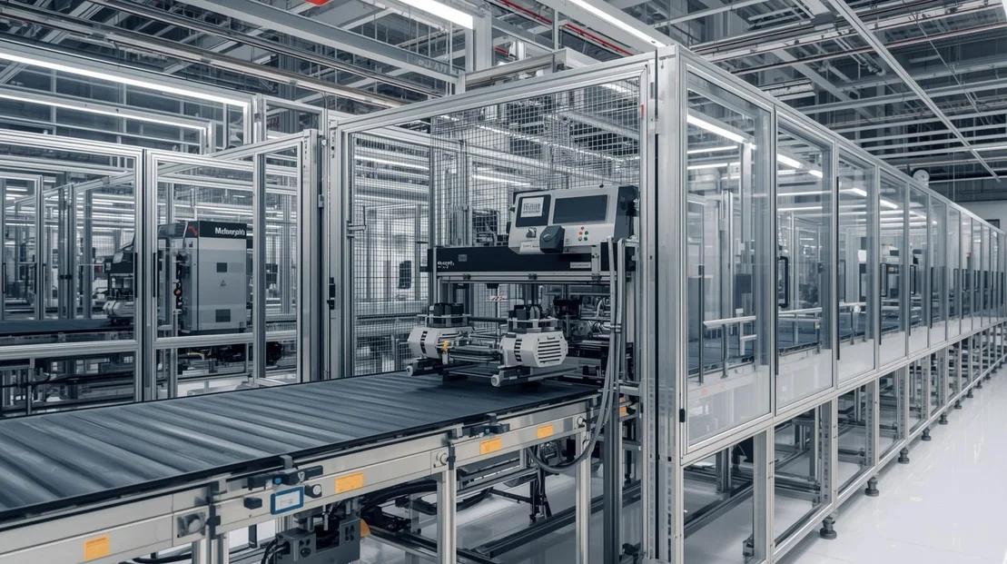 Automatisierte Förderanlage in einer Produktionslinie