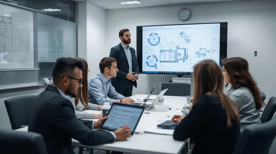 Workshop mit Ingenieuren in einem Besprechungsraum